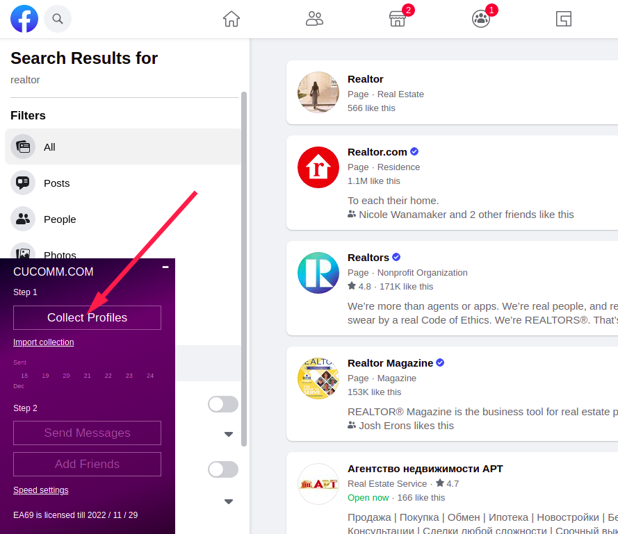 Collect Business Pages from search