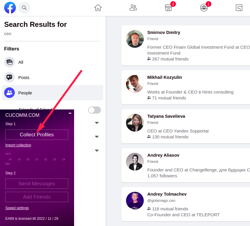 Collect profiles from People Search