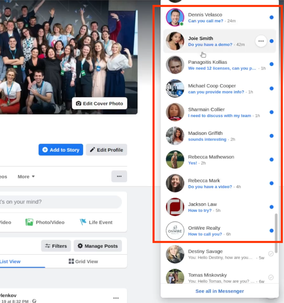 Many responses from leads