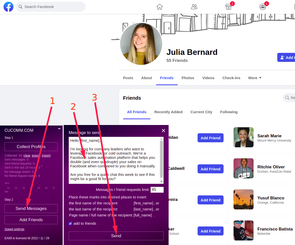 How to send a message to all friends on Facebook
